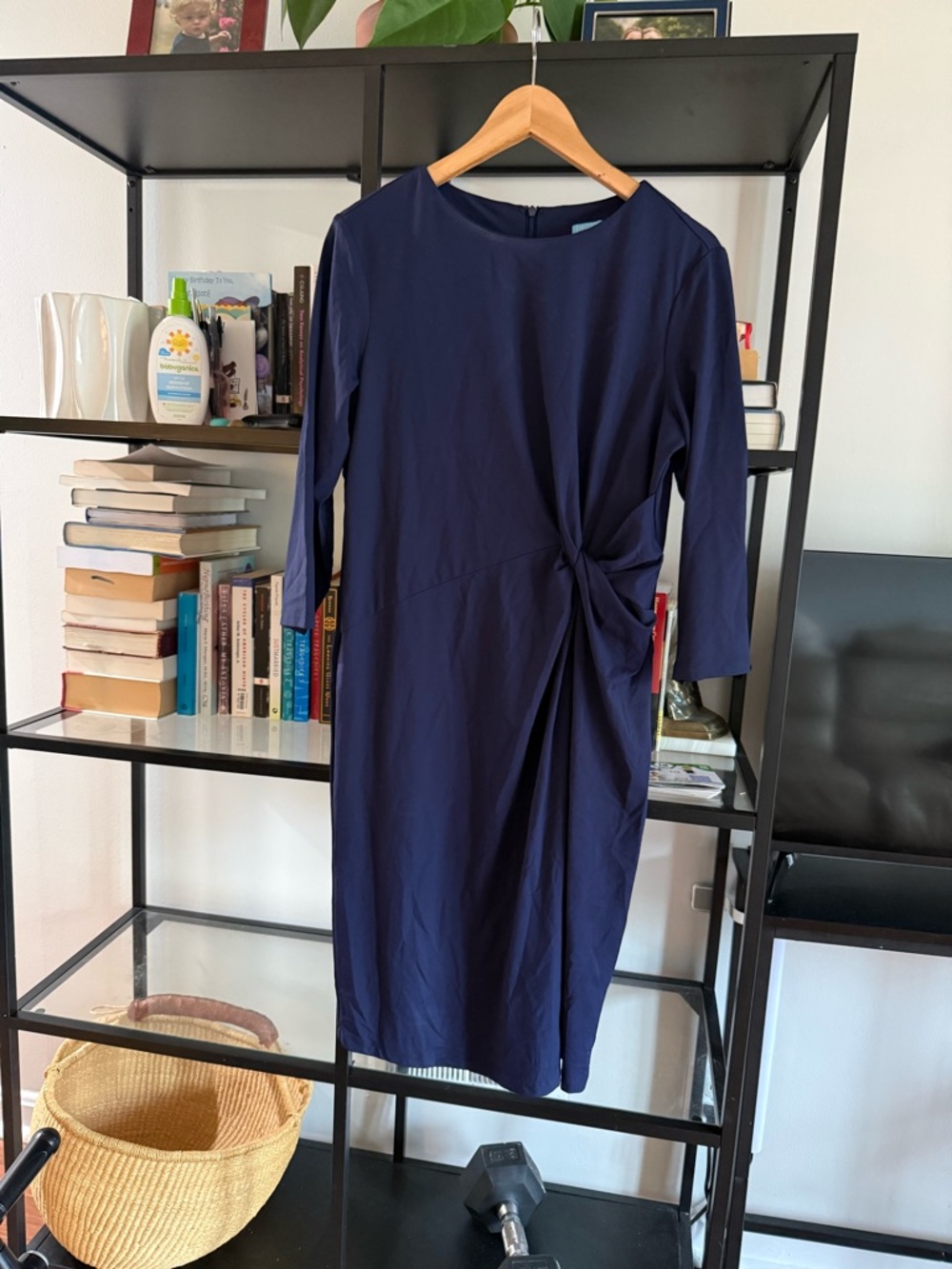 Classic Navy Twist-Front Sheath Dress - Women
